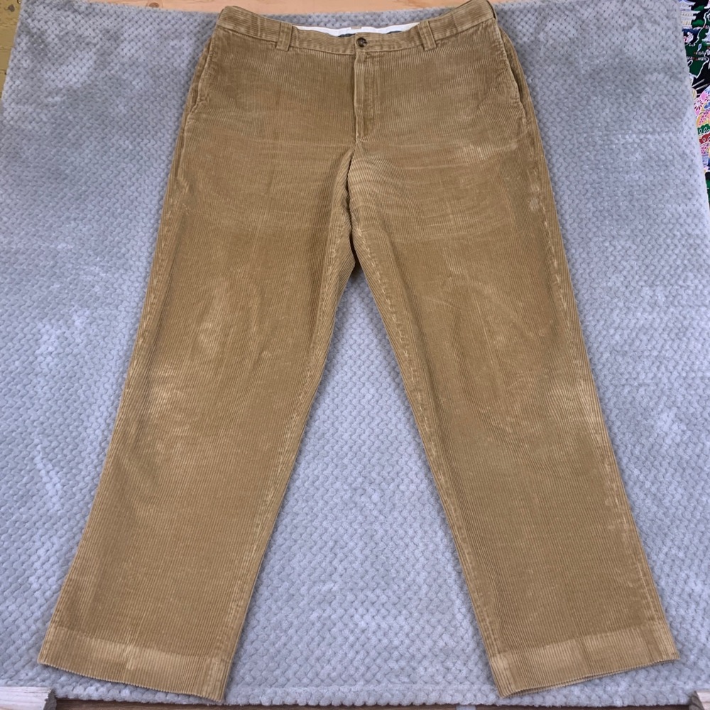 LL Bean‎ Comfort Waist Corduroy Pants Mens 40x31 Tan Wide Wale Cotton 285259
